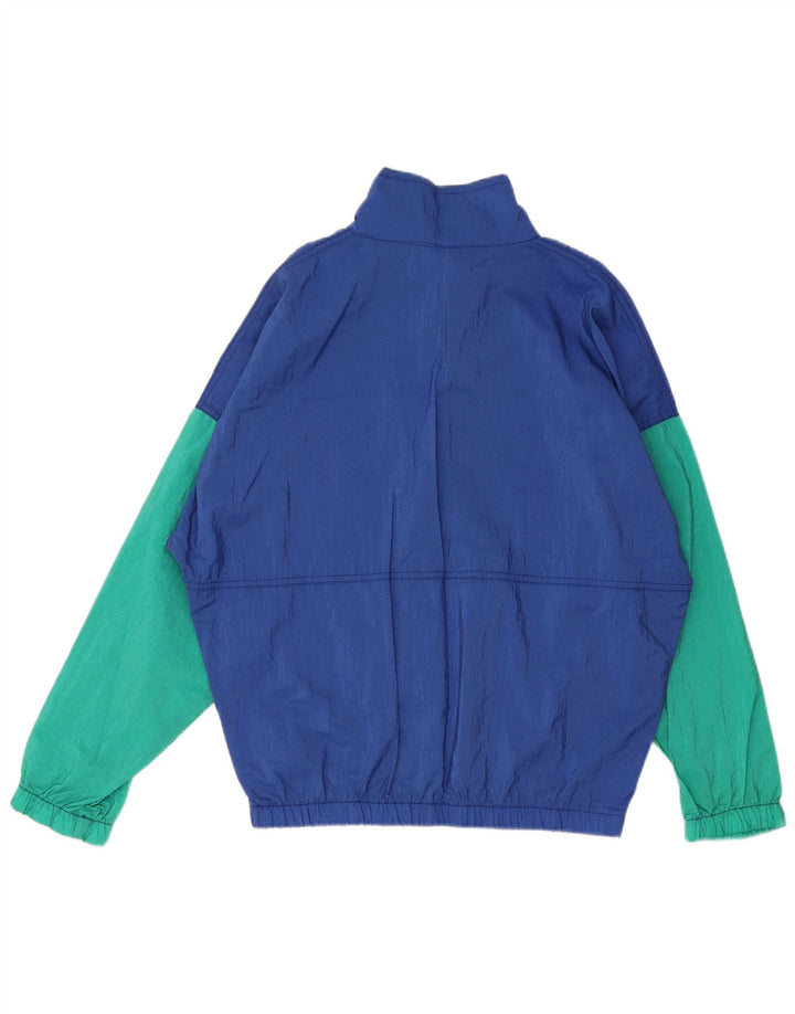 Vintage Herren Pullover Trainingsanzug Top Jacke XL Blau Colourblock Polyamid