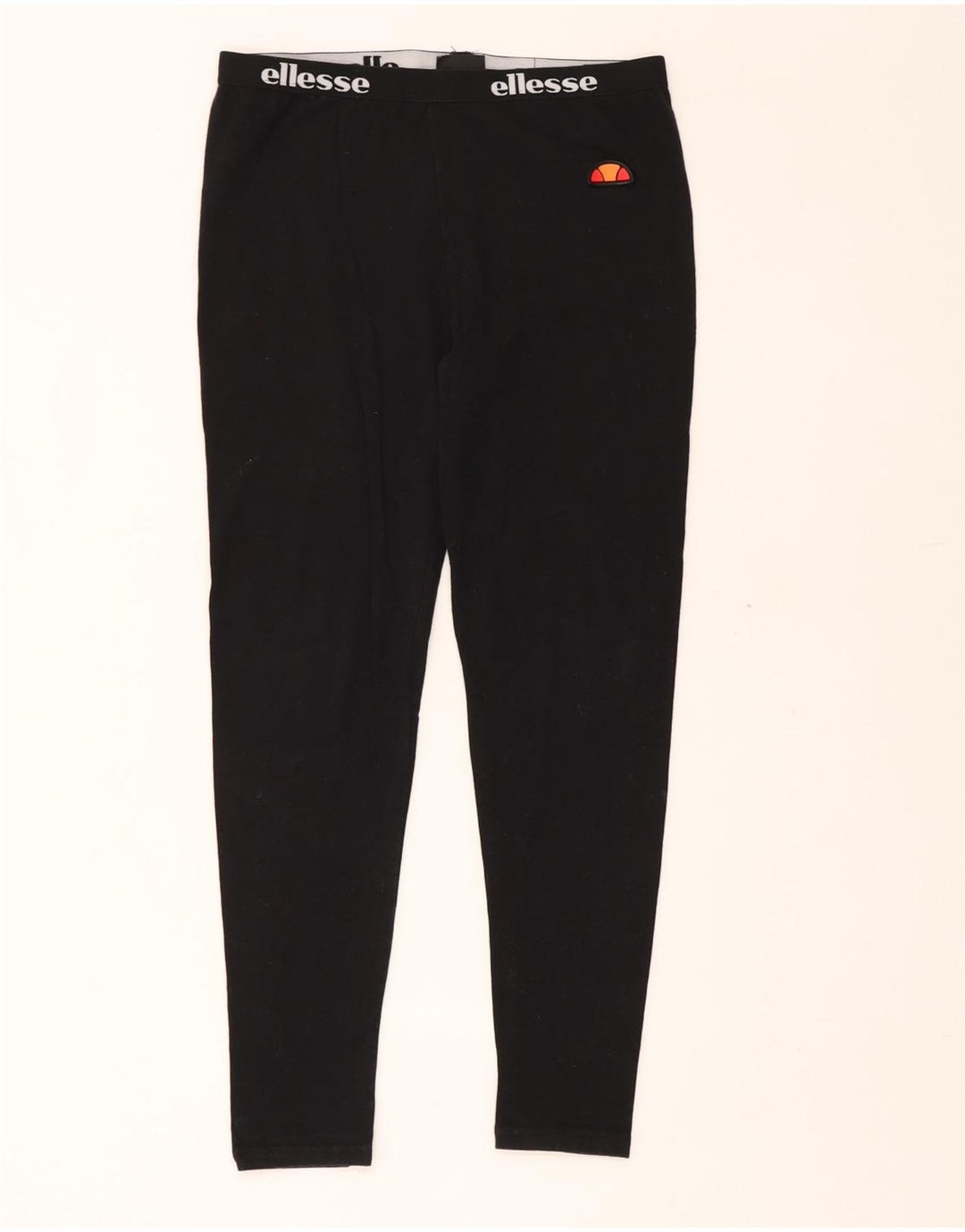 ELLESSE Womens Graphic Leggings UK 12 Mittelschwarze Baumwolle