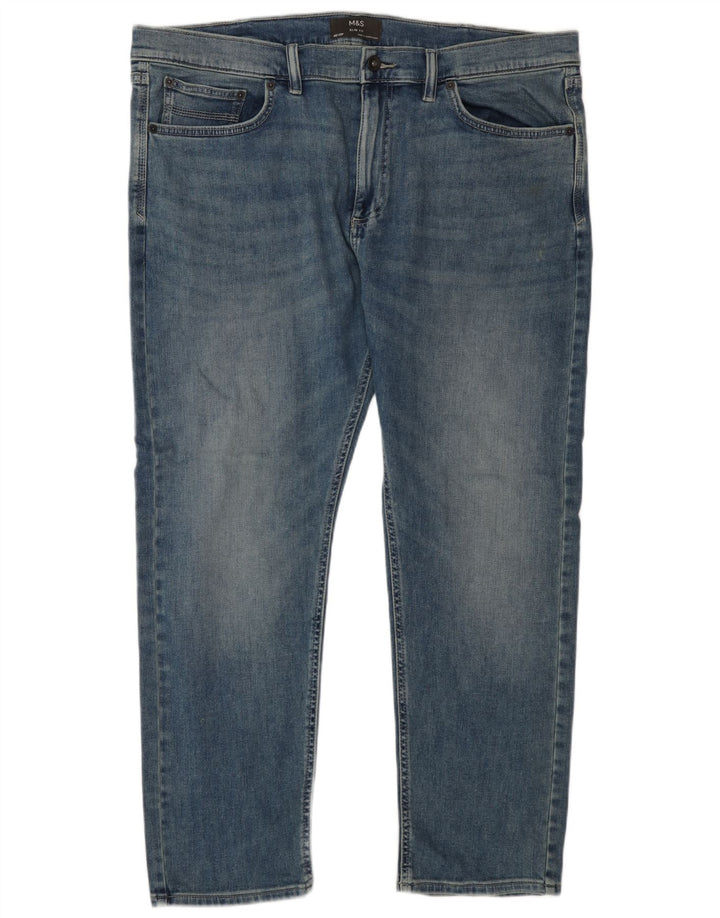 Marks & Spencer Herren Slim Jeans W40 L29 Blaue Baumwolle