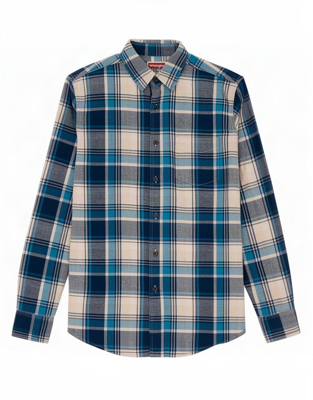 Wrangler Herrenhemd Mittelblau kariert