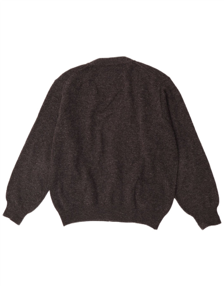 Benetton Herren-Cardigan-Pullover IT 52 Große graue Schurwolle