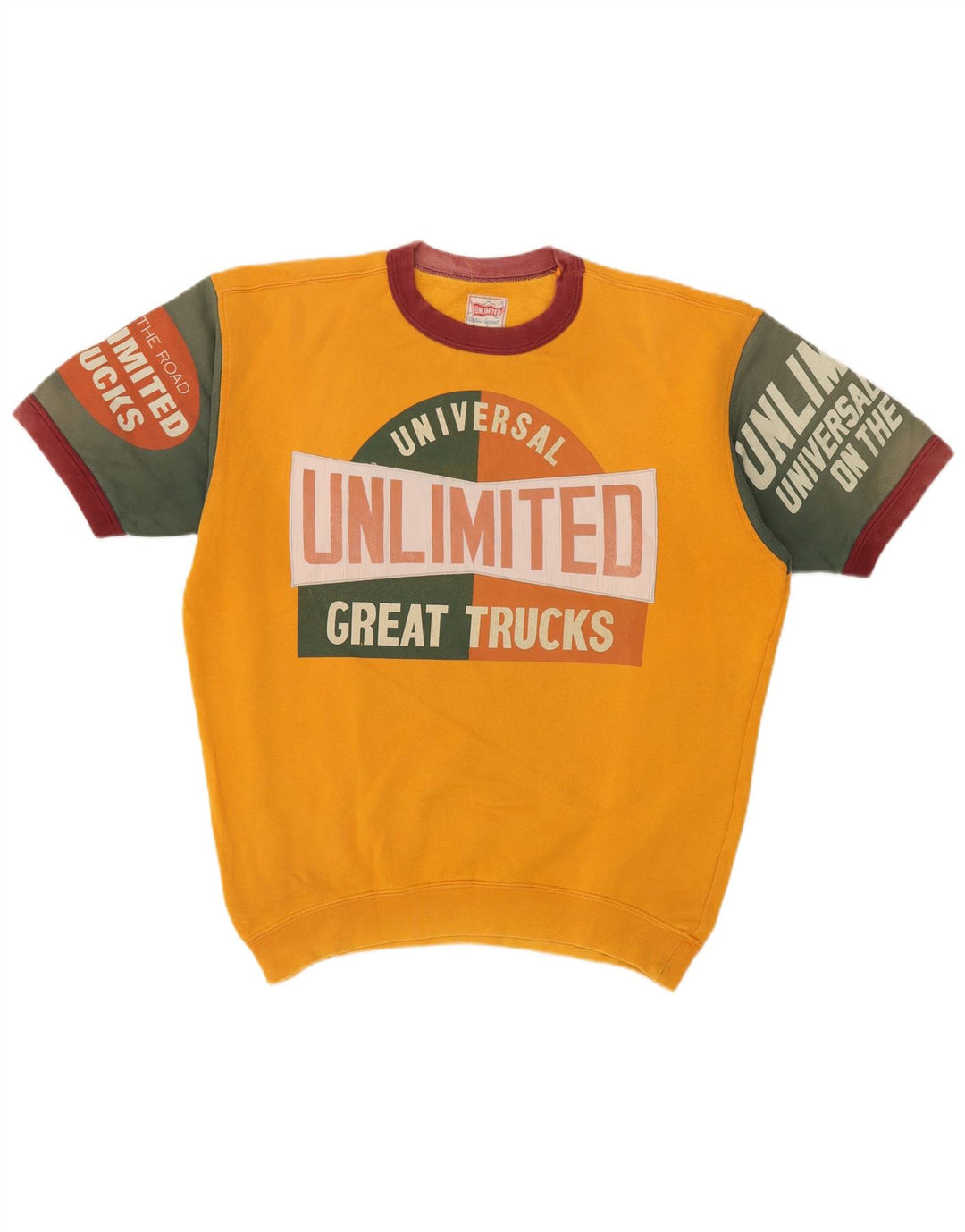 Unlimited Herren-Kurzarm-Sweatshirt-Pullover Mittelgelber Farbblock