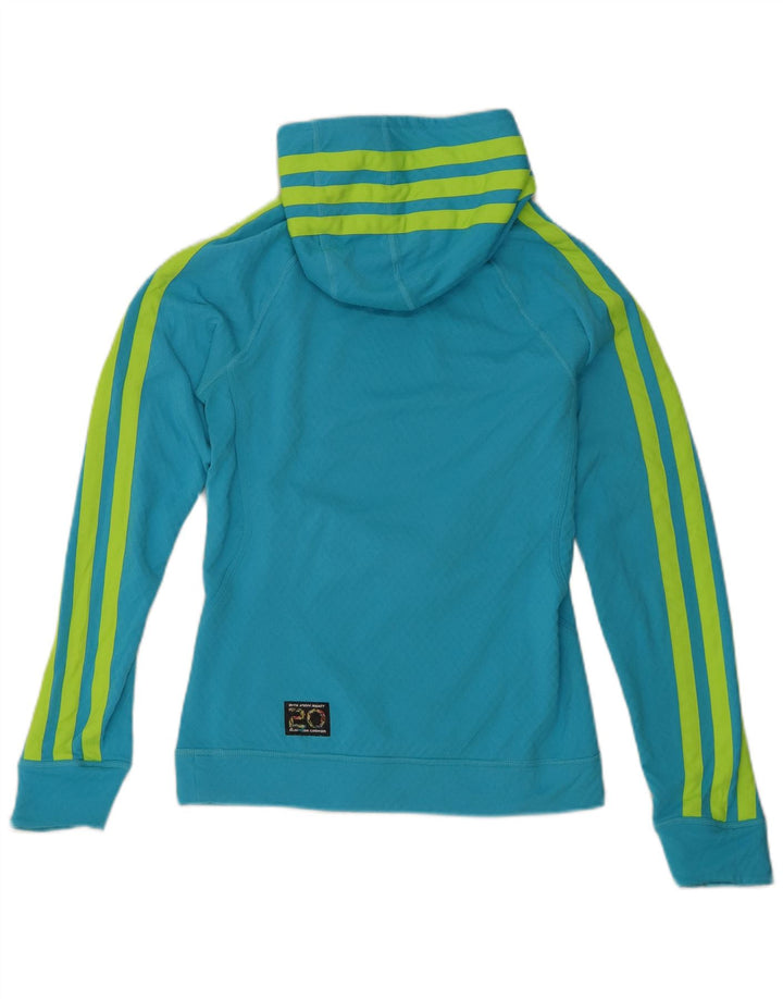 Adidas Damen Kapuzenpullover UK 14 Mittelblaues Polyester