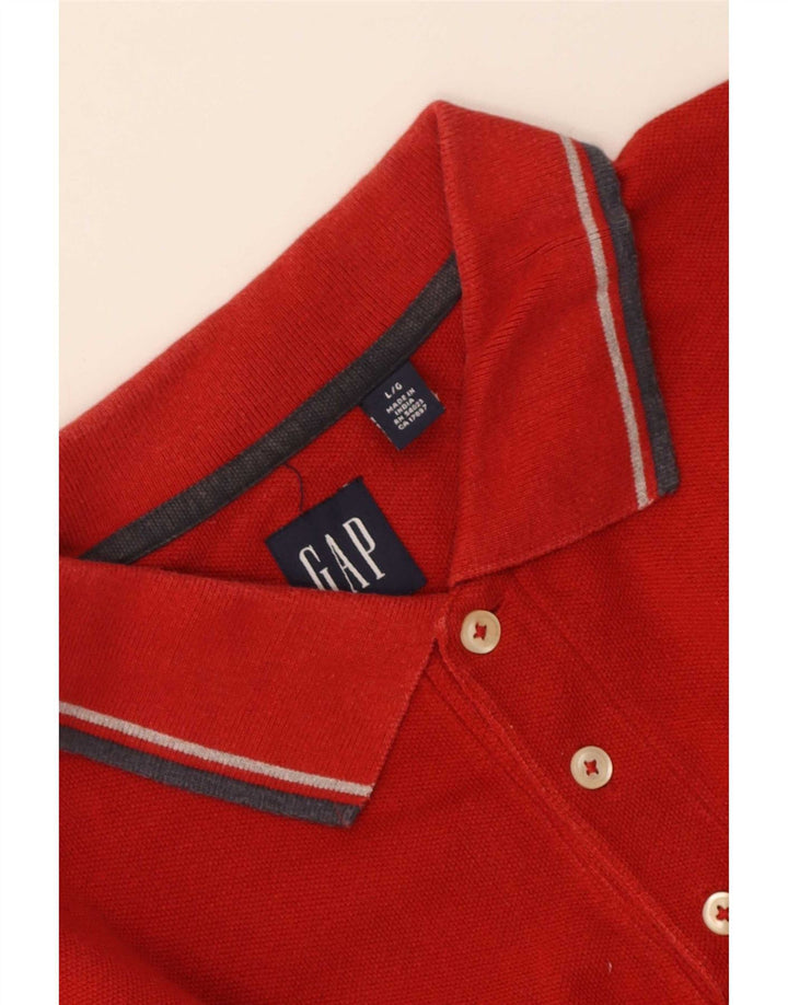 Gap Herren-Poloshirt, groß, rot gestreift, Baumwolle