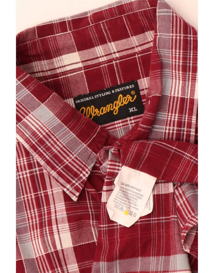 Wrangler Herren-Kurzarmhemd XL, rot kariert, Baumwolle