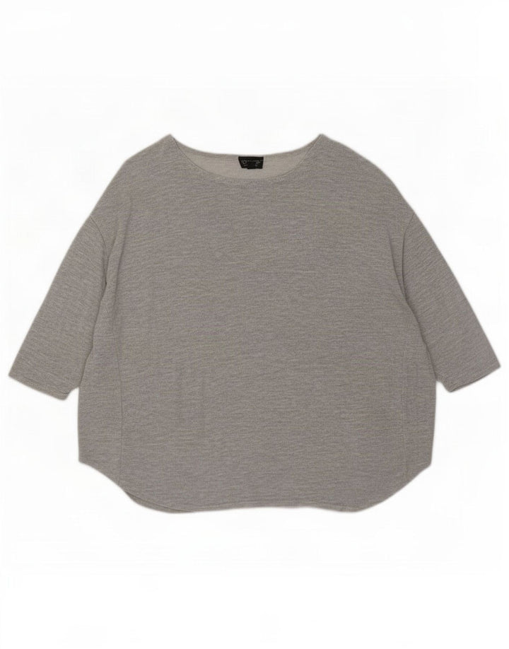 Topshop Damen-Oversize-Top mit 3/4-Ärmeln, UK-Größe 12, mittelgraue Viskose