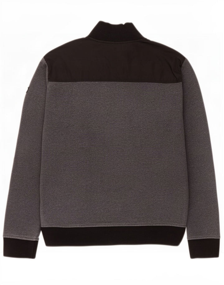 Armani Jeans Herren-Sweatshirt mit Reißverschluss am Hals, Mittelgrau, Farbblock