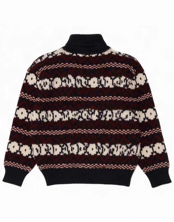 Vintage Herren Rollkragenpullover Pullover Medium Mehrfarbig Fair Isle