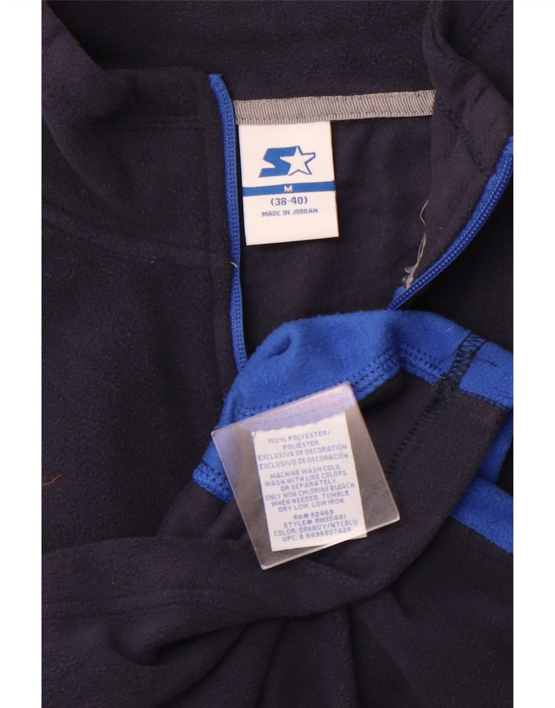 STARTER Herren-Fleecepullover mit Reißverschluss am Hals, UK 38/40, Mittelblau, Farbblock