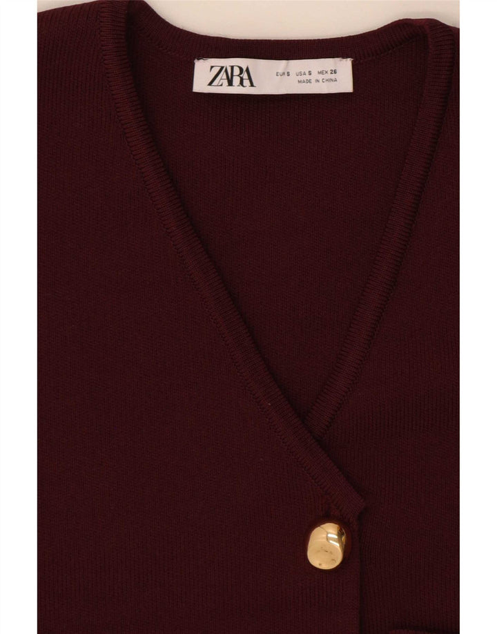 Zara Damen Strickweste UK 8 Small Burgund