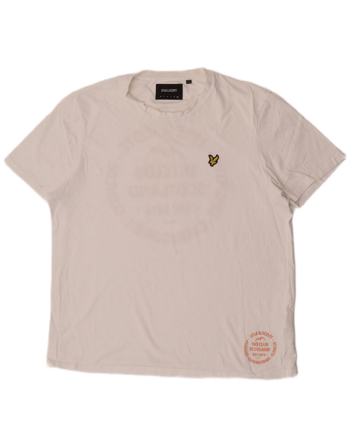 Lyle & Scott Herren-T-Shirt mit Grafik, 2XL, weiße Baumwolle
