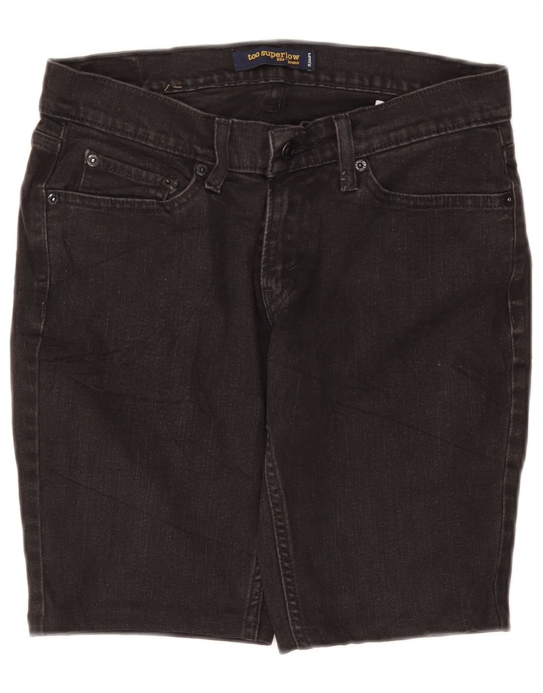 LEVI'S Damen 524 Super Low Denim Shorts US 7 Medium W30 Graue Baumwolle