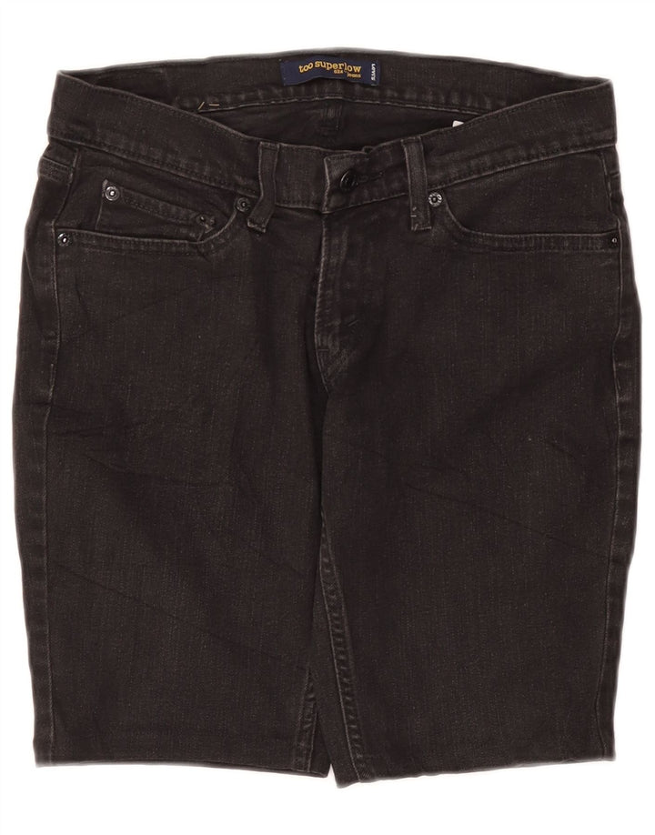 LEVI'S Damen 524 Super Low Denim Shorts US 7 Medium W30 Graue Baumwolle
