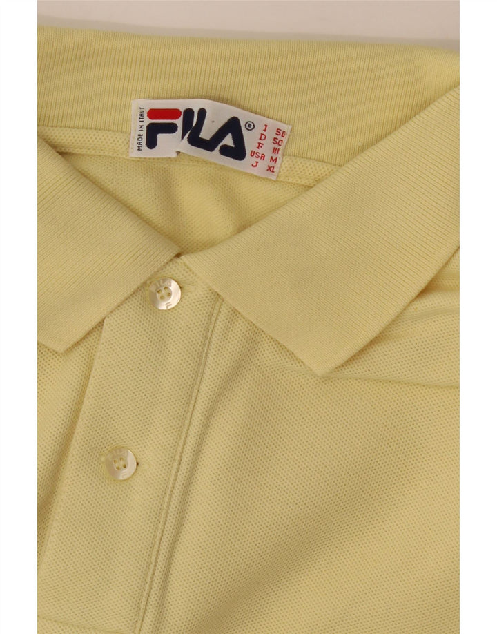FILA Mens Long Sleeve Polo Shirt IT 50 Medium Yellow Vintage Fila and Second-Hand Fila from Messina Hembry 