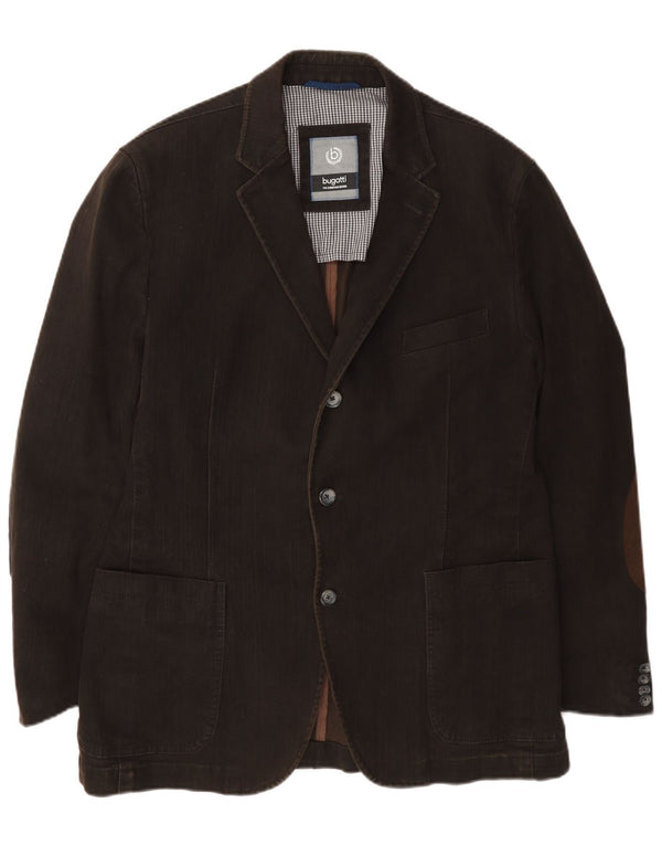Bugatti Mens 3 Button Blazer Jacket EU 52 XL Brown Cotton