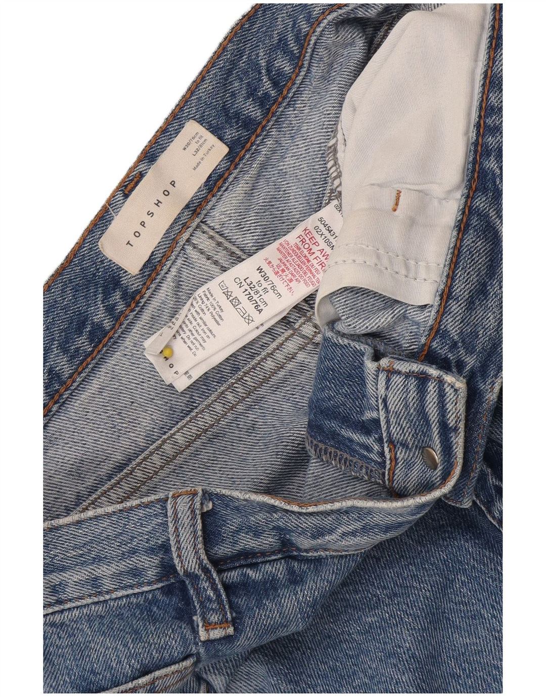 Topshop Damen Straight Jeans W30 L32 Blaues Polyester