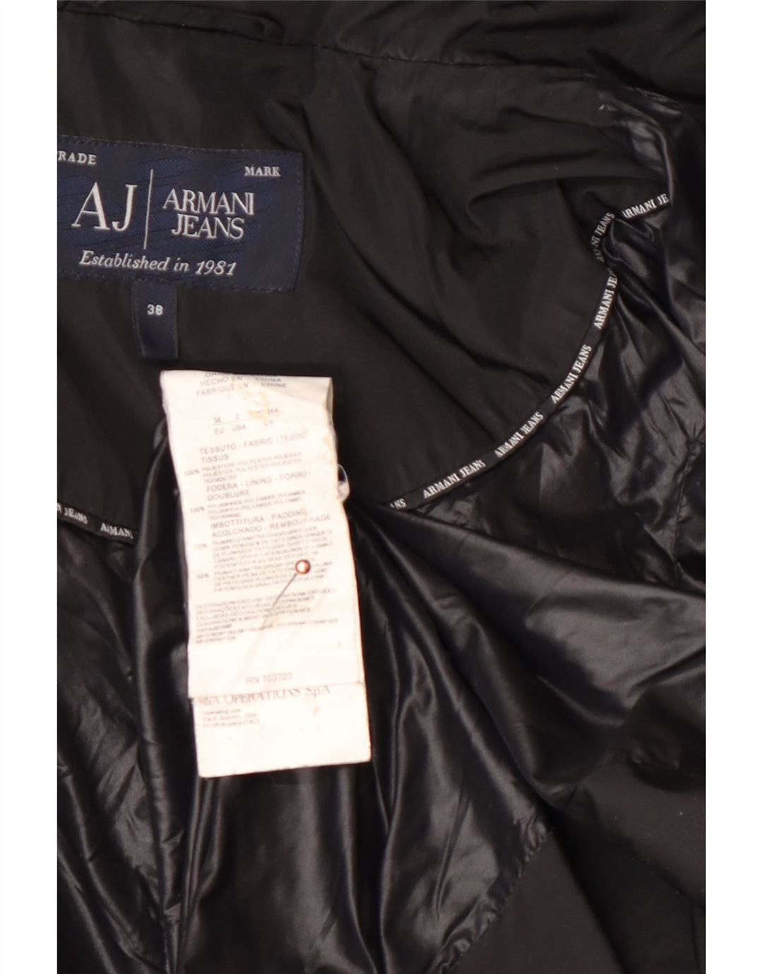 ARMANI JEANS Damen Übergroßer, gepolsterter Mantel mit Kapuze IT 38 XS Schwarzes Polyester