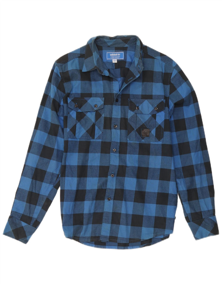 Adidas Herren Flanellhemd Small Blue Gingham Cotton