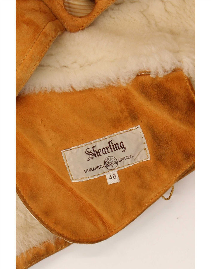 Vintage Damen Shearling Jacke IT 46 Großes braunes Shearling