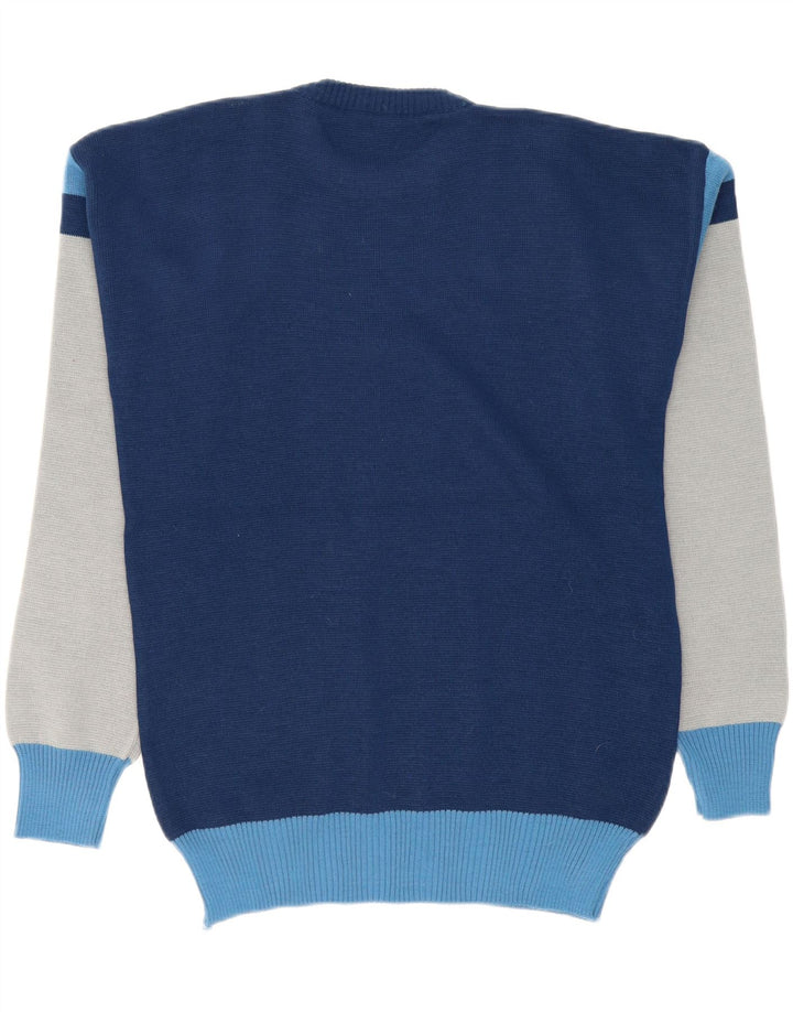 VINTAGE Mens Crew Neck Jumper Sweater IT 50/52 Medium Navy Blue Vintage Vintage and Second-Hand Vintage from Messina Hembry 