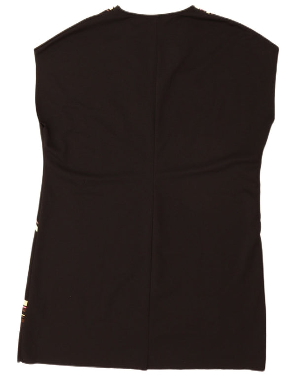 Zara Damen ärmelloses Tunikakleid UK 18 XL Schwarz geblümtes Polyester