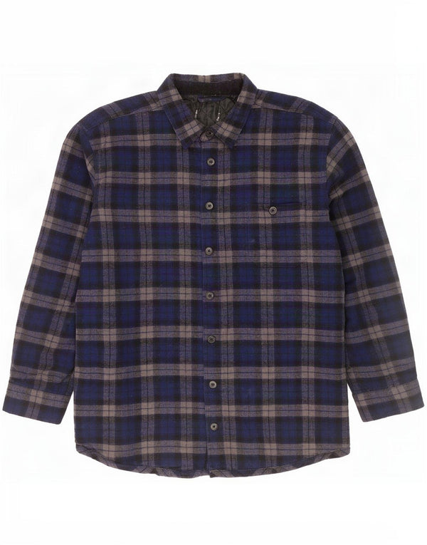 Vintage Herren Lumberjack Flanellhemd Medium Marineblau Chevron Baumwolle