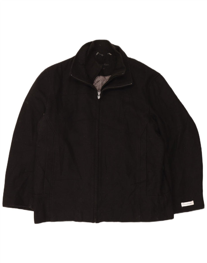 Calvin Klein Herren Bomberjacke UK 40 Große schwarze Wolle