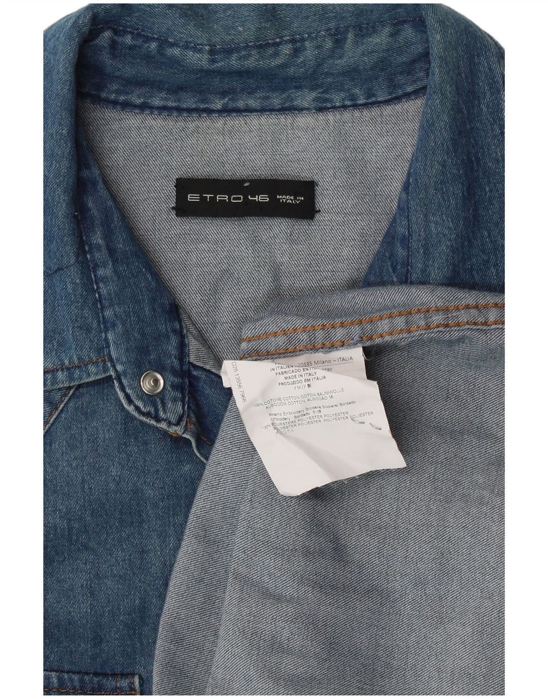 Etro Damen-Jeanshemd in Übergröße, IT 46, Größe L, blau, geblümt, Baumwolle