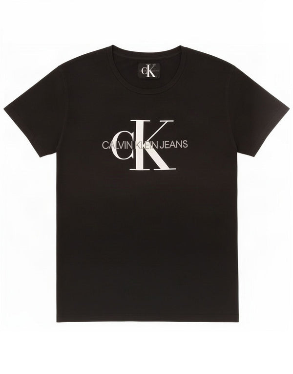 Calvin Klein Jeans Damen Grafik-T-Shirt-Oberteil UK 14 Mittelschwarze Baumwolle