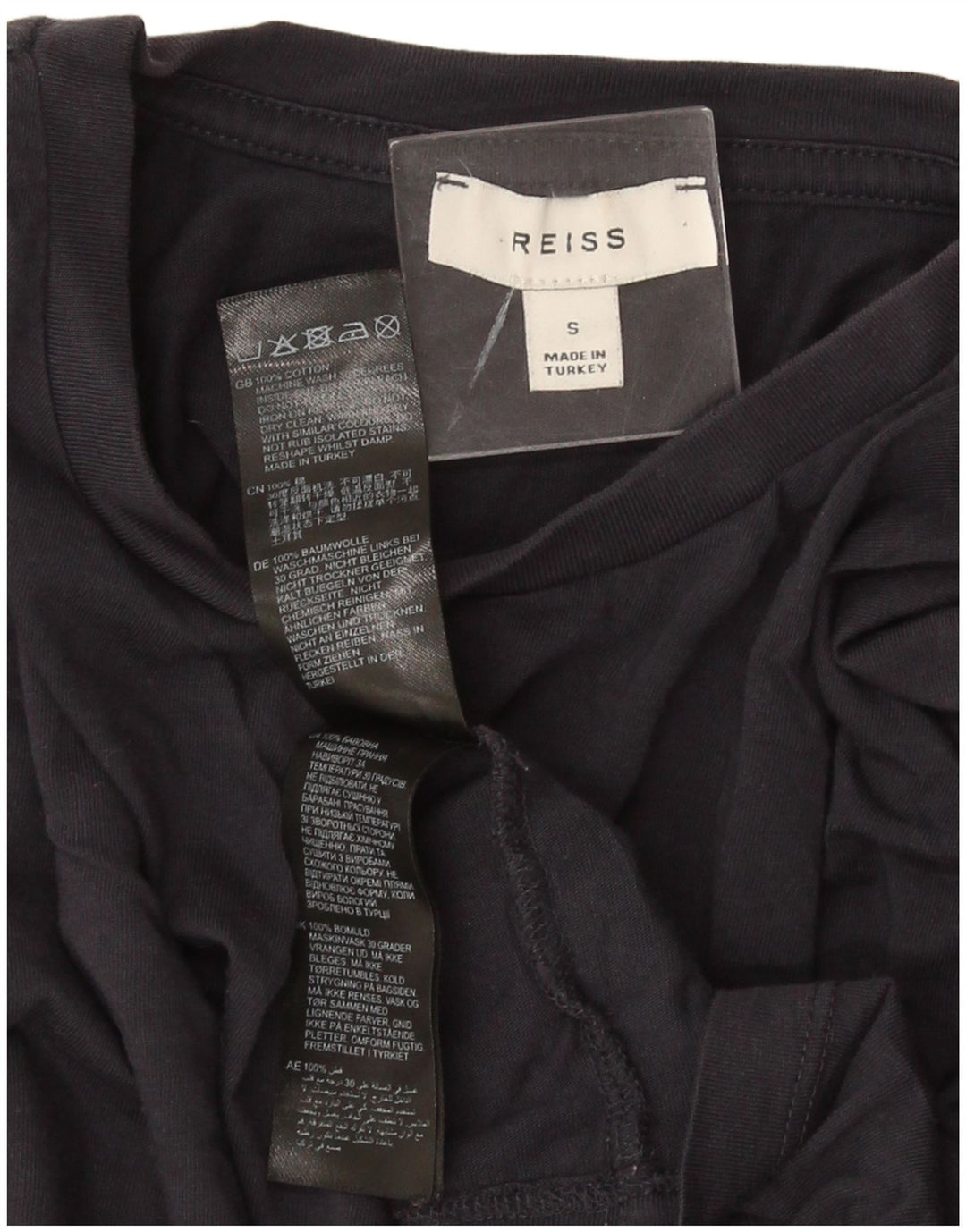 Reiss Herren T-Shirt Top Small Marineblau Baumwolle