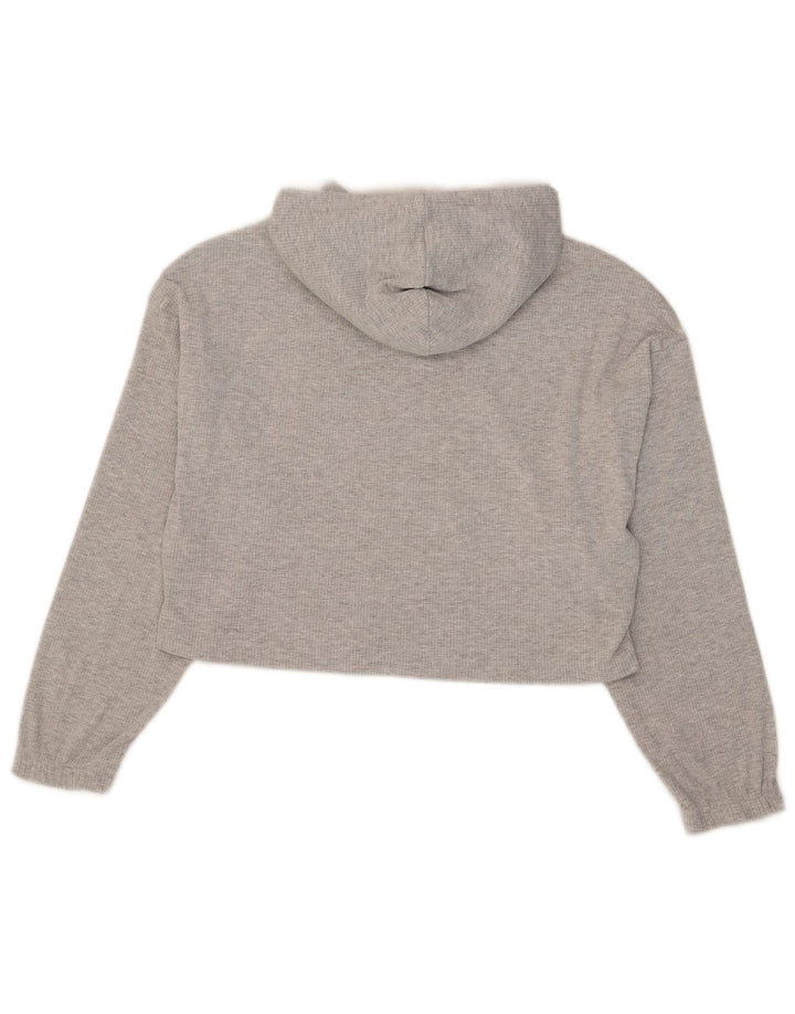 Puma Womens Crop Oversized Hoodie Pullover UK 14 Mittelgraue Baumwolle