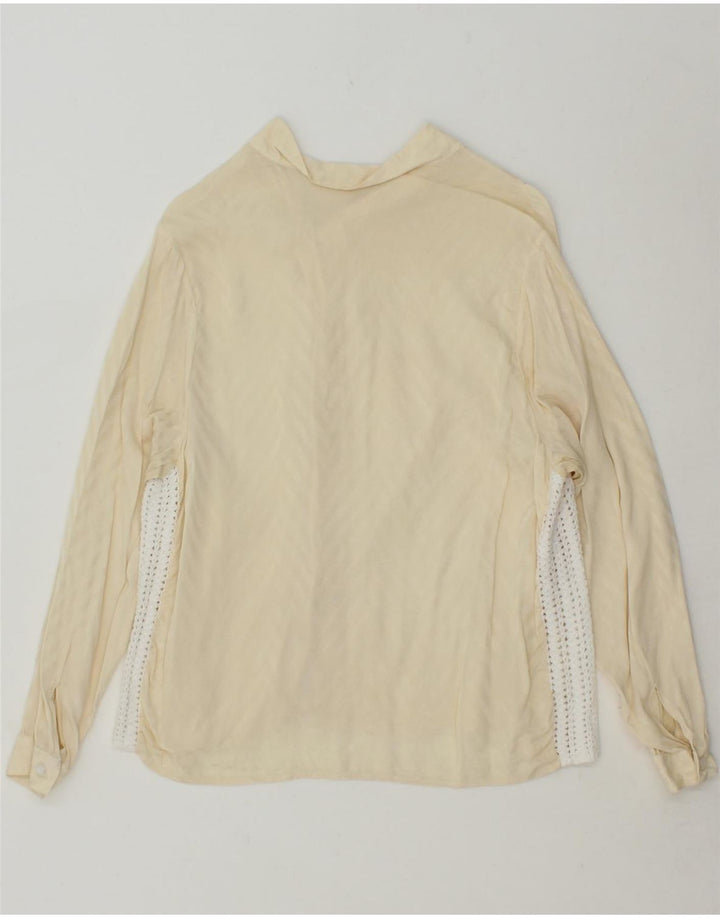 VINTAGE Womens Shirt Blouse UK 14 Large Beige Chevron Vintage Vintage and Second-Hand Vintage from Messina Hembry 