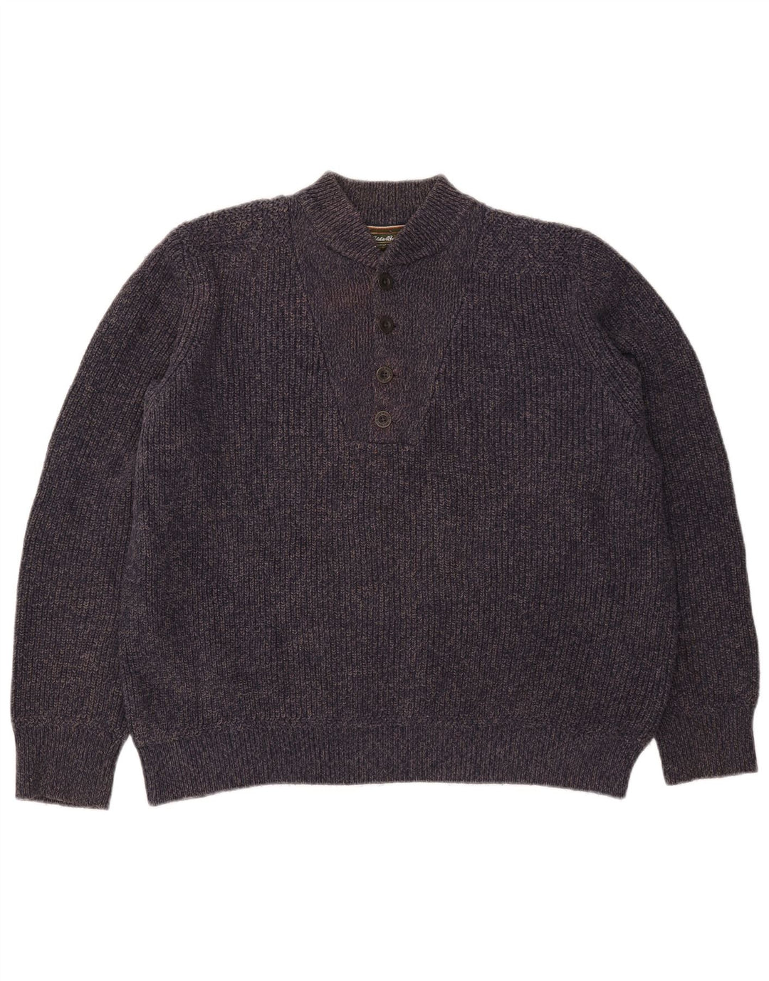 Eddie Bauer Herren-Pullover mit Knopfkragen, groß, marineblau gesprenkelte Baumwolle