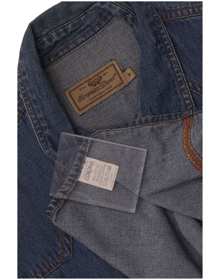 European Project Herren-Jeanshemd aus mittelblauer Baumwolle