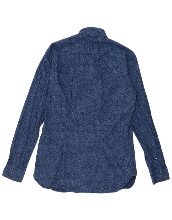 Ted Baker Herren-Hemd mit abstraktem Muster, Größe 15 1/2, mittleres Marineblau