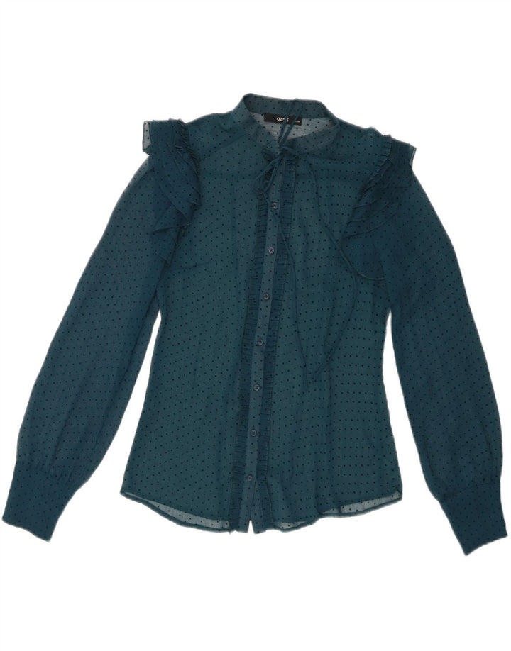 Oasis Damen-Hemdbluse mit durchsichtiger Krawatte vorne, Gr. 8, klein, blau gepunktet