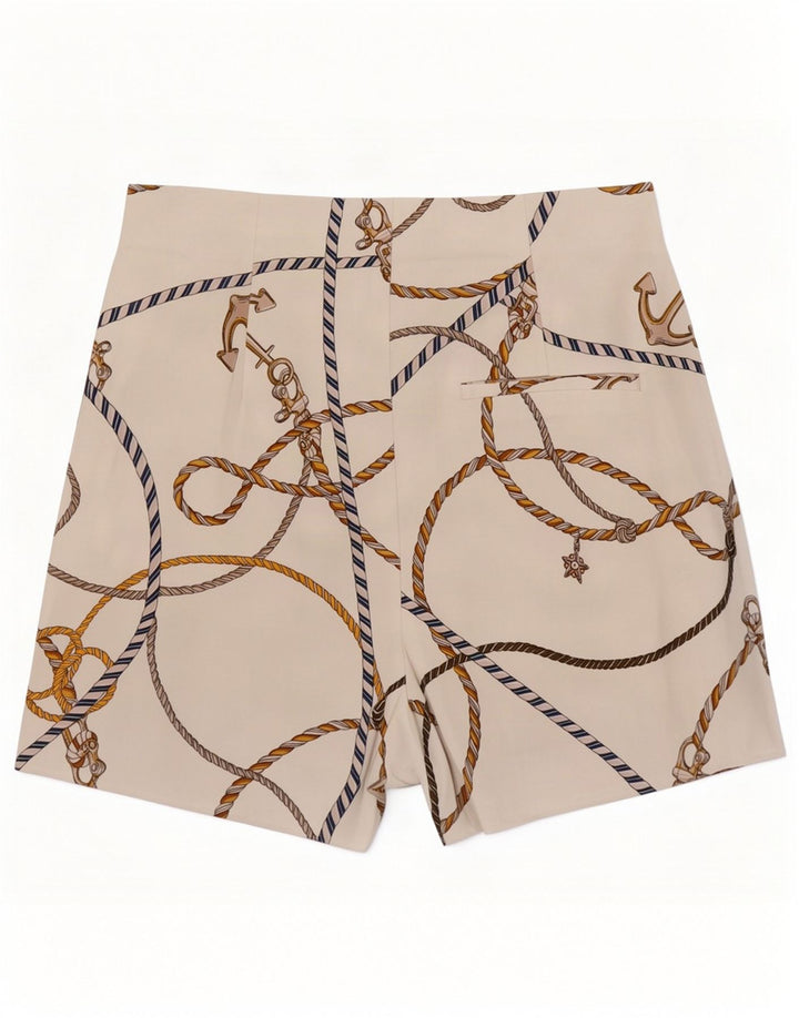 Zara Damen-Shorts mit abstraktem Muster, lässig, Größe S, W26, Weiß