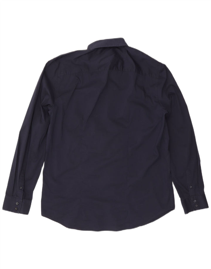 Guess Herren-Slim-Fit-Hemd XL aus marineblauer Baumwolle