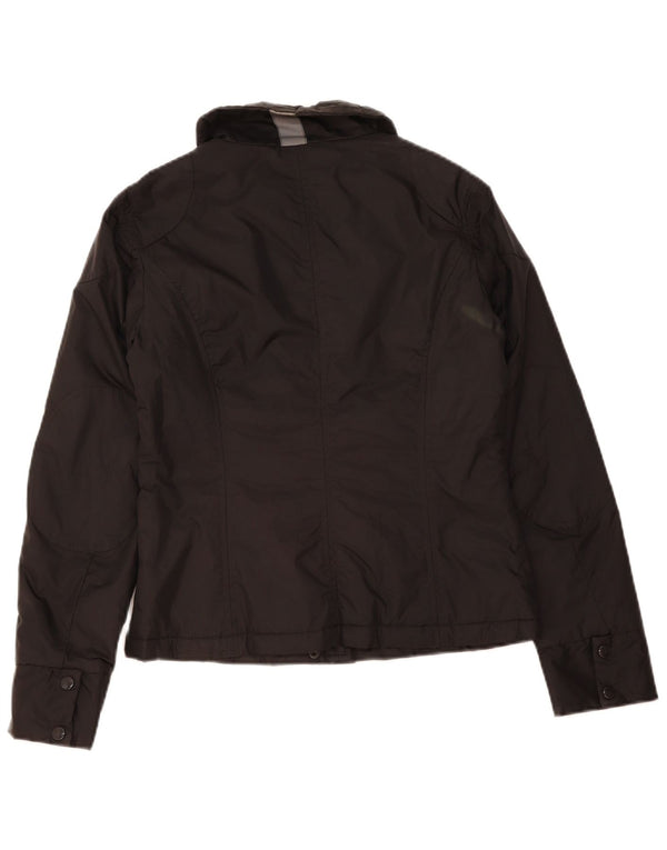 VINTAGE Damen Utility-Jacke UK 14 Mittelschwarzes Nylon