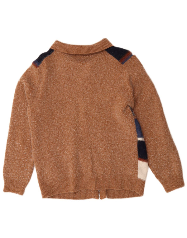Reiss Damen-Pullover mit Reißverschluss am Hals, UK 14, mittelbraun, geometrisch