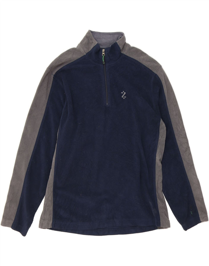 IZOD Mens Zip Neck Fleece Jumper Large Navy Blue Colourblock Polyester Vintage Izod and Second-Hand Izod from Messina Hembry 
