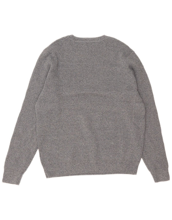 Marks & Spencer Herren-Pullover mit Rundhalsausschnitt, groß, grau geflecktes Polyester