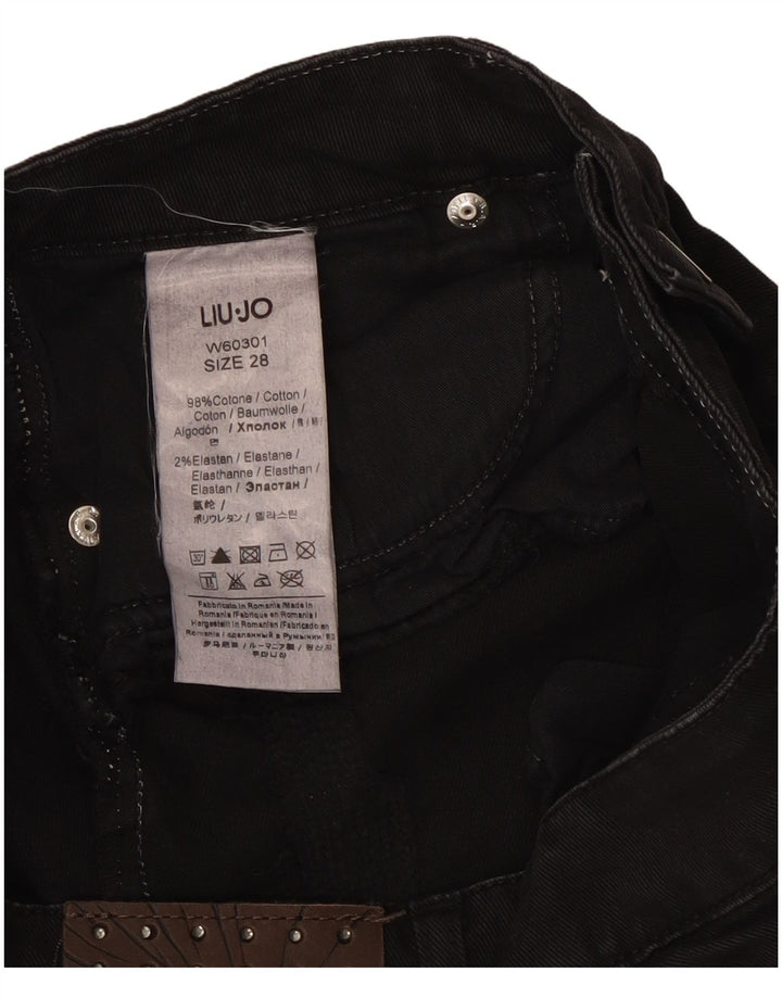 Liu Jo Damen Mini-Jeansrock W28 Mittelschwarze Baumwolle