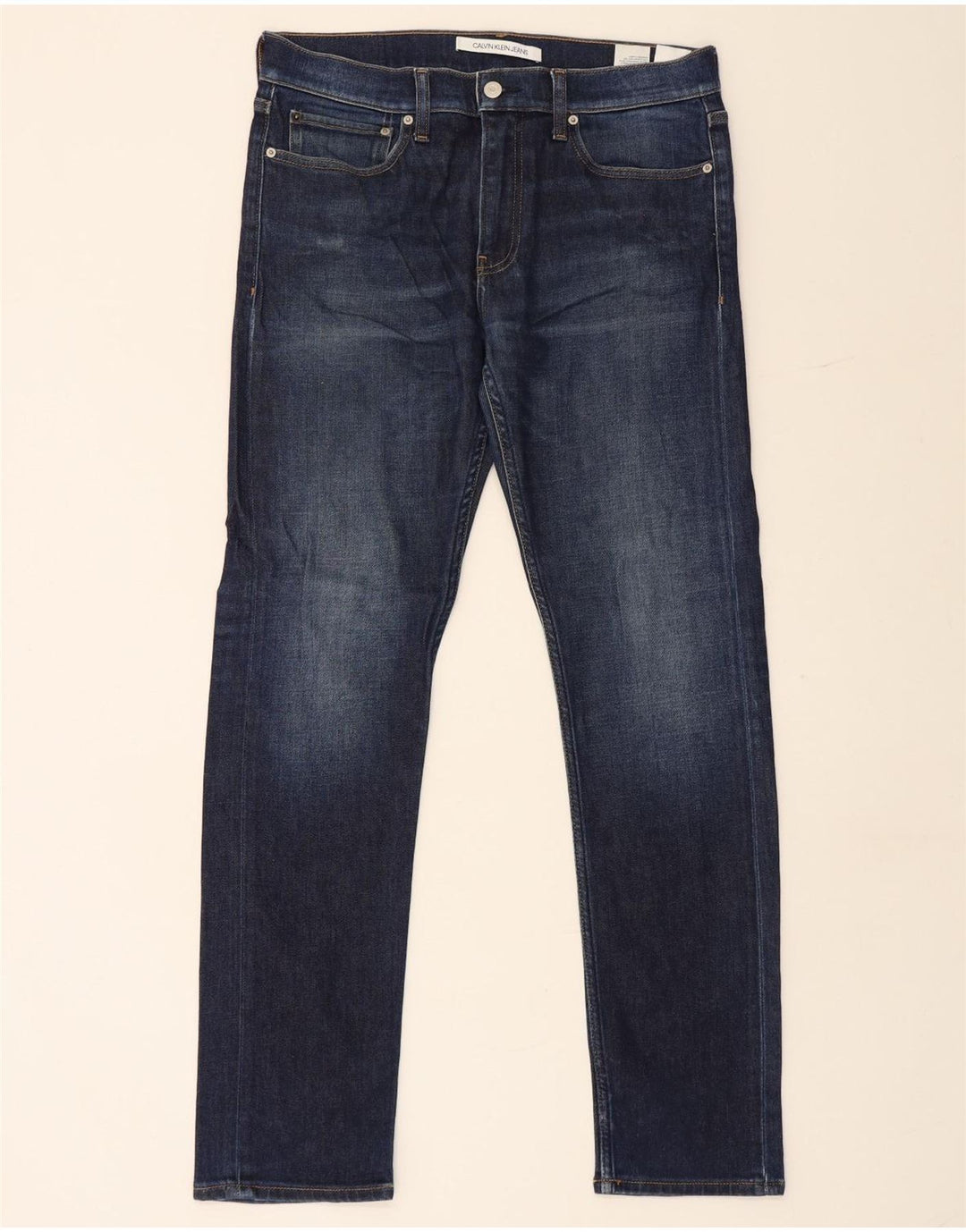 Calvin Klein Herren Slim Jeans W32 L32 Marineblau Baumwolle
