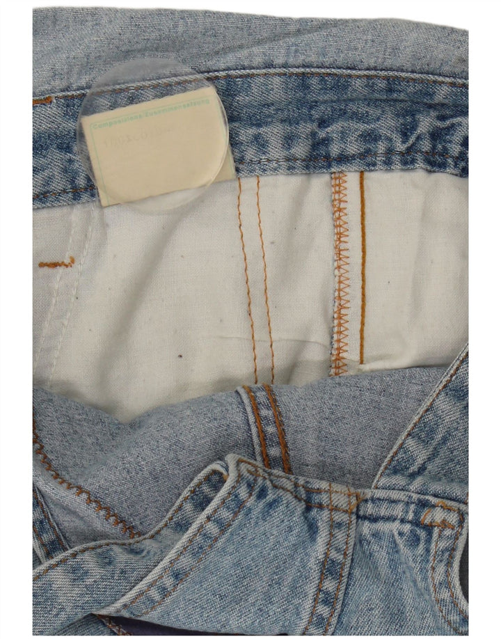 Vintage Damen Latzhose mit gerader Grafik und gerader Jeans, EU 38, mittelblaue Baumwolle