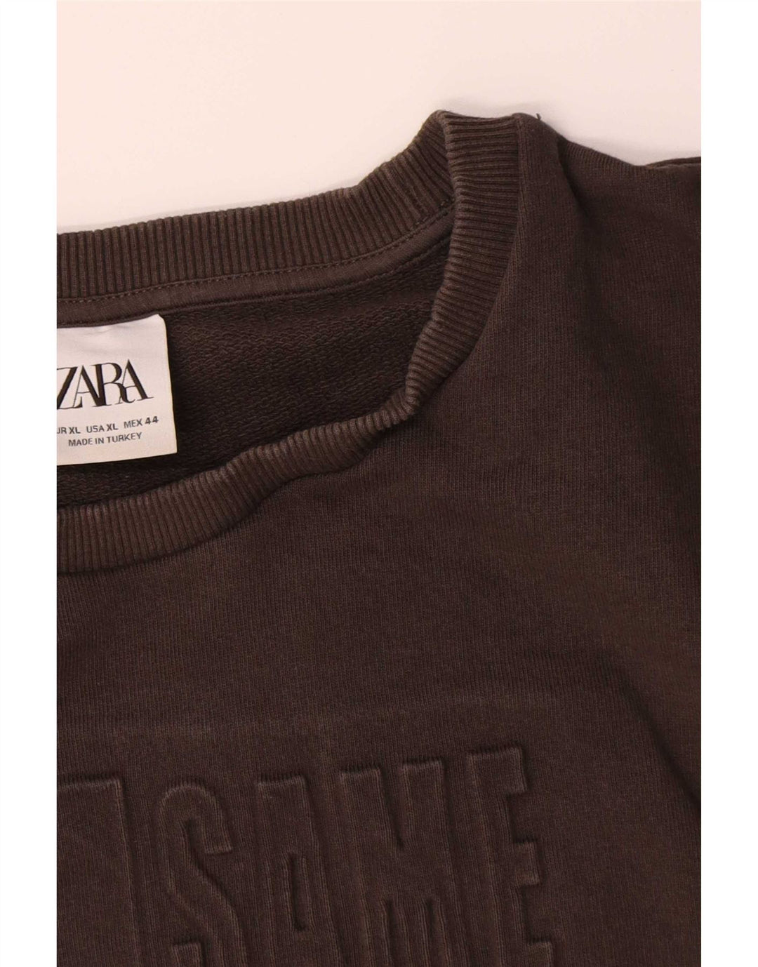 Zara Herren Grafik-Sweatshirt-Pullover XL aus brauner Baumwolle