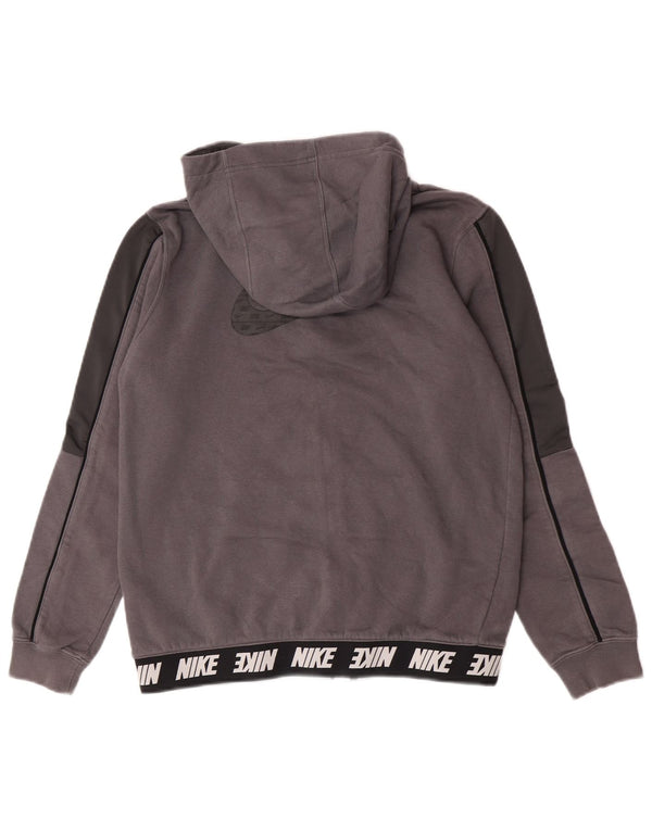 Nike Jungen-Kapuzenpullover mit grafischem Reißverschluss, 13–14 Jahre, XL, graue Blockfarben-Baumwolle