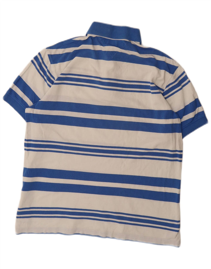 TOMMY HILFIGER Mens Polo Shirt Medium Blue Striped Cotton Vintage Tommy Hilfiger and Second-Hand Tommy Hilfiger from Messina Hembry 