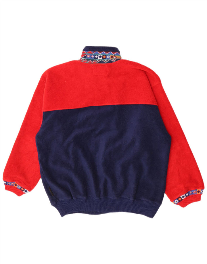 Silvy Herren-Fleecepullover mit Reißverschluss am Hals, großes rotes geometrisches Polyester