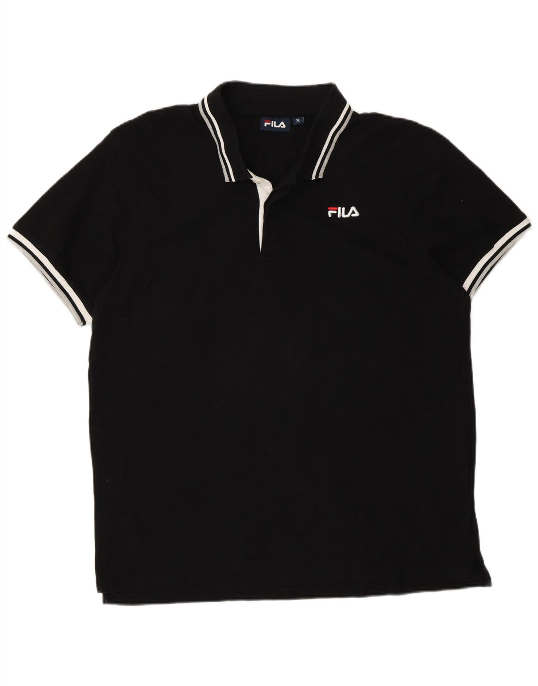 Fila Herren Poloshirt XL schwarz gestreift aus Baumwolle